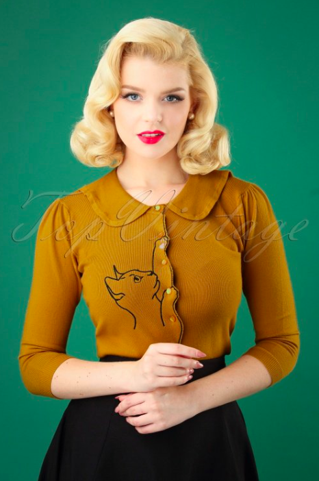 Banned-Retro-60s-Cat-Scallop-Collar-Cardigan-in-Mustard