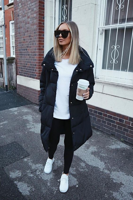 MNG Winterjas wit-zwart Patroon-mengeling casual uitstraling Mode Jassen Winterjassen 