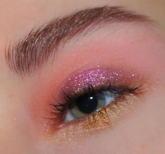 glitter-oogmake-up-roze-en-brons