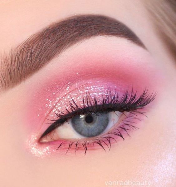 roze-glitter-make-up-oogmake-up